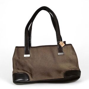 Elegant Brown Leather and Woven Tan Women's The Sak Shoulder Bag